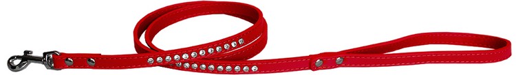 Clear jewel pet leash 1/2" wide x 6' long Red